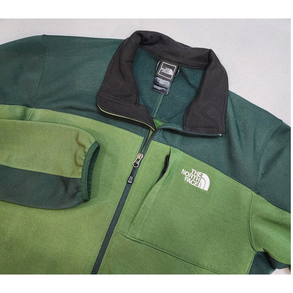 The North Face Fleece Jacket Green Two Tone Full Zip Mens Large